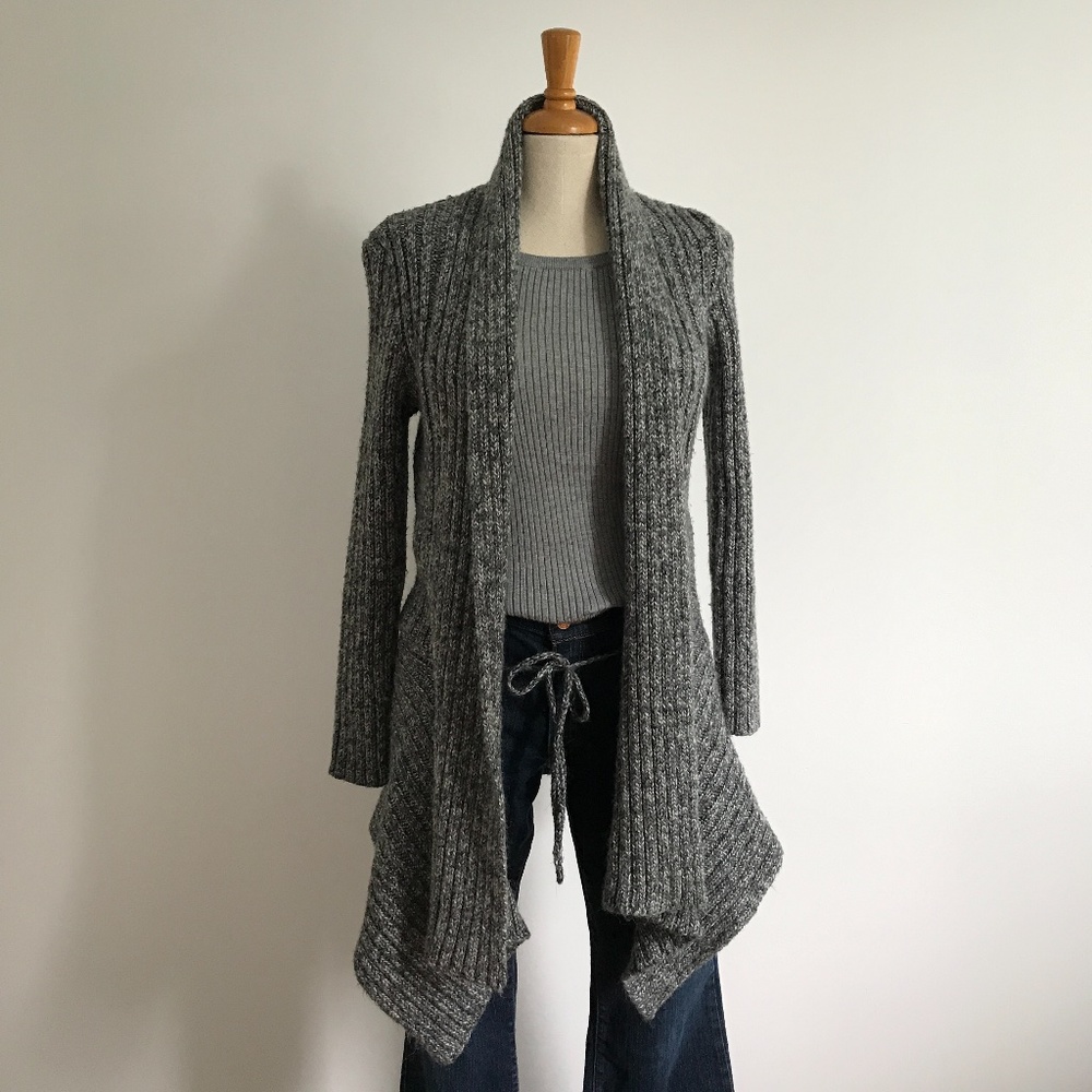 Orly-  Grey Assymetrical Open Cardigan